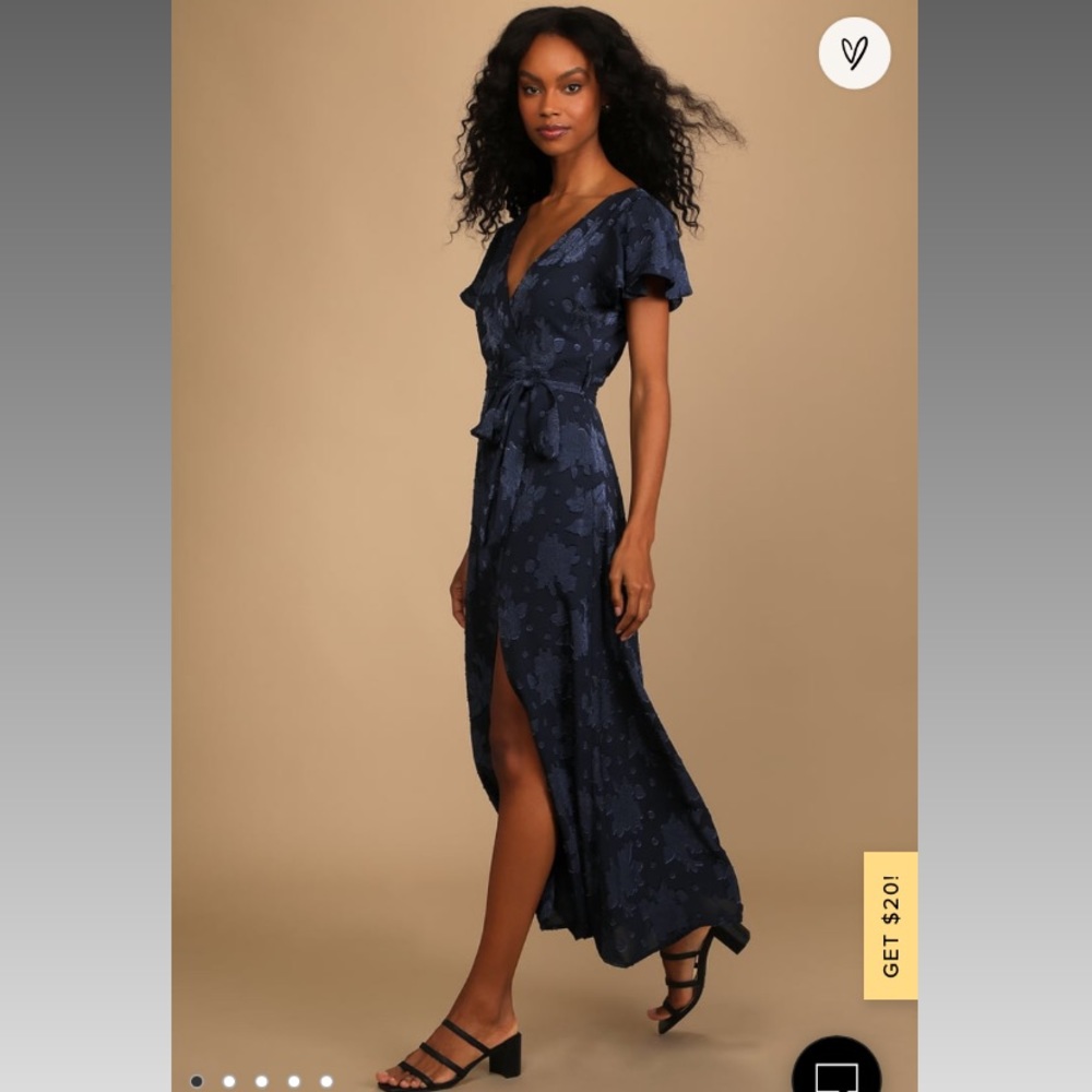 Compelling Love Navy Blue Jacquard LuLus dress